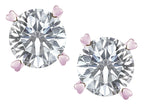 Star K Round 7mm Genuine White Topaz Push Back Stud Earrings with Heart Prongs