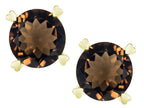Star K Round 7mm Genuine Smoky Quartz Push Back Stud Earrings with Heart Prongs