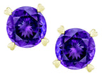 Star K Round 7mm Genuine Amethyst Push Back Stud Earrings with Heart Prongs