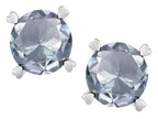 Star K Round 7mm Genuine Aquamarine Push Back Stud Earrings with Heart Prongs