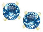 Star K Round 7mm Genuine Blue Topaz Push Back Stud Earrings with Heart Prongs