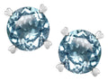 Star K Round 7mm Genuine Sky Blue Topaz Push Back Stud Earrings with Heart Prongs