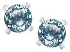 Star K Round 7mm Genuine Sky Blue Topaz Push Back Stud Earrings with Heart Prongs