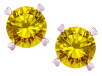 Star K Round 7mm Genuine Citrine Push Back Stud Earrings with Heart Prongs