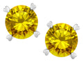 Star K Round 7mm Genuine Citrine Push Back Stud Earrings with Heart Prongs
