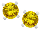 Star K Round 7mm Genuine Citrine Push Back Stud Earrings with Heart Prongs