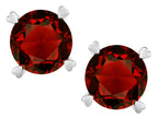 Star K Round 7mm Genuine Garnet Push Back Stud Earrings with Heart Prongs