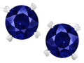 Star K Round 7mm Created Sapphire Push Back Stud Earrings with Heart Prongs