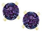 Star K Round 7mm Simulated Alexandrite Push Back Stud Earrings with Heart Prongs