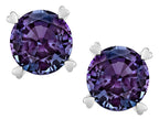 Star K Round 7mm Simulated Alexandrite Push Back Stud Earrings with Heart Prongs