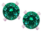 Star K Round 7mm Simulated Emerald Push Back Stud Earrings with Heart Prongs
