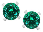 Star K Round 7mm Simulated Emerald Push Back Stud Earrings with Heart Prongs