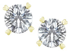 Star K Round 7mm Genuine White Topaz Push Back Stud Earrings with Heart Prongs