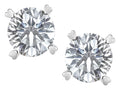 Star K Round 7mm Genuine White Topaz Push Back Stud Earrings with Heart Prongs