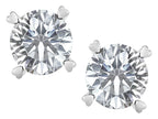 Star K Round 7mm Genuine White Topaz Push Back Stud Earrings with Heart Prongs