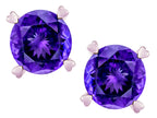 Star K Round 7mm Genuine Amethyst Screw Back Stud Earrings with Heart Prongs