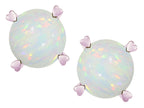 Star K Round 7mm Genuine Opal Screw Back Stud Earrings with Heart Prongs