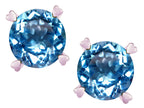 Star K Round 7mm Genuine Blue Topaz Screw Back Stud Earrings with Heart Prongs