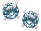 Star K Round 7mm Genuine Sky Blue Topaz Screw Back Stud Earrings with Heart Prongs