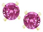 Star K Round 7mm Created Pink Sapphire Screw Back Stud Earrings with Heart Prongs