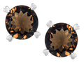 Star K™ Round 7mm Genuine Smoky Quartz Screw Back Stud Earrings with Heart Prongs