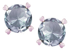 Star K Round 7mm Genuine Aquamarine Screw Back Stud Earrings with Heart Prongs