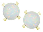 Star K Round 7mm Genuine Opal Screw Back Stud Earrings with Heart Prongs