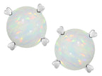 Star K Round 7mm Genuine Opal Screw Back Stud Earrings with Heart Prongs