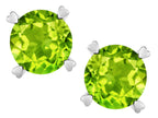 Star K Round 7mm Genuine Peridot Screw Back Stud Earrings with Heart Prongs