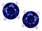 Star K Round 7mm Created Sapphire Screw Back Stud Earrings with Heart Prongs