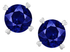 Star K Round 7mm Created Sapphire Screw Back Stud Earrings with Heart Prongs