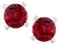 Star K Round 7mm Created Ruby Screw Back Stud Earrings with Heart Prongs