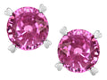 Star K Round 7mm Created Pink Sapphire Screw Back Stud Earrings with Heart Prongs
