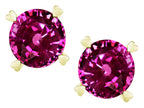 Star K Round 7mm Simulated Pink Tourmaline Screw Back Stud Earrings with Heart Prongs