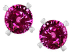 Star K Round 7mm Simulated Pink Tourmaline Screw Back Stud Earrings with Heart Prongs