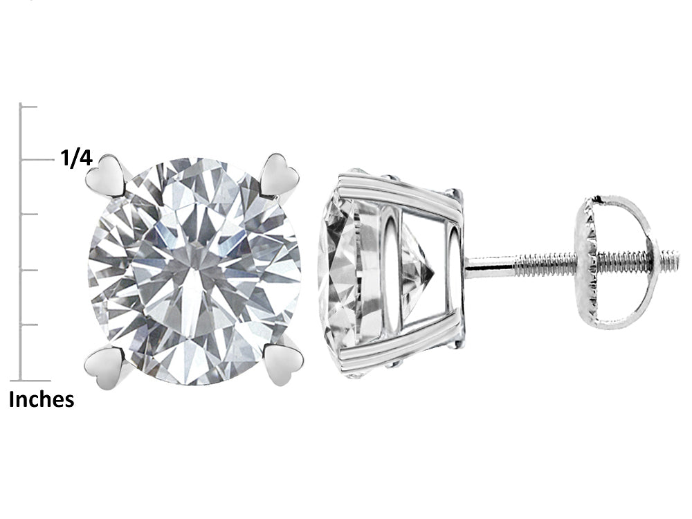 Star K Round 7mm Created Blue Opal Screw Back Stud Earrings with Heart Prongs