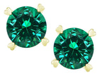 Star K Round 7mm Simulated Emerald Screw Back Stud Earrings with Heart Prongs