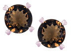 Star K Round 7mm Genuine Smoky Quartz Screw Back Stud Earrings with Heart Prongs
