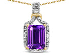 Star K Antique Vintage Look Emerald Cut 8x6 Genuine Amethyst Octagon Pendant