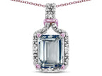 Star K Antique Vintage Look Emerald Cut 8x6 Genuine Aquamarine Octagon Pendant