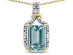 Star K Antique Vintage Look Emerald Cut 8x6 Genuine Sky Blue Topaz Octagon Pendant