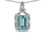 Star K Antique Vintage Look Emerald Cut 8x6 Genuine Sky Blue Topaz Octagon Pendant
