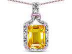 Star K Antique Vintage Look Emerald Cut 8x6 Genuine Citrine Octagon Pendant