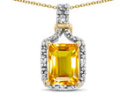 Star K Antique Vintage Look Emerald Cut 8x6 Genuine Citrine Octagon Pendant