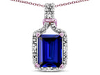 Star K Antique Vintage Look Emerald Cut 8x6 Created Sapphire Octagon Pendant