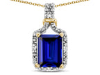 Star K Antique Vintage Look Emerald Cut 8x6 Created Sapphire Octagon Pendant