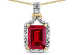 Star K Antique Vintage Look Emerald Cut 8x6 Created Ruby Octagon Pendant