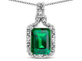 Star K Antique Vintage Look Emerald Cut 8x6 Simulated Emerald Octagon Pendant