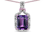 Star K Antique Vintage Look Emerald Cut 8x6 Simulated Alexandrite Octagon Pendant