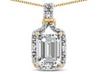 Star K Antique Vintage Look Emerald Cut 8x6 Genuine White Topaz Octagon Pendant
